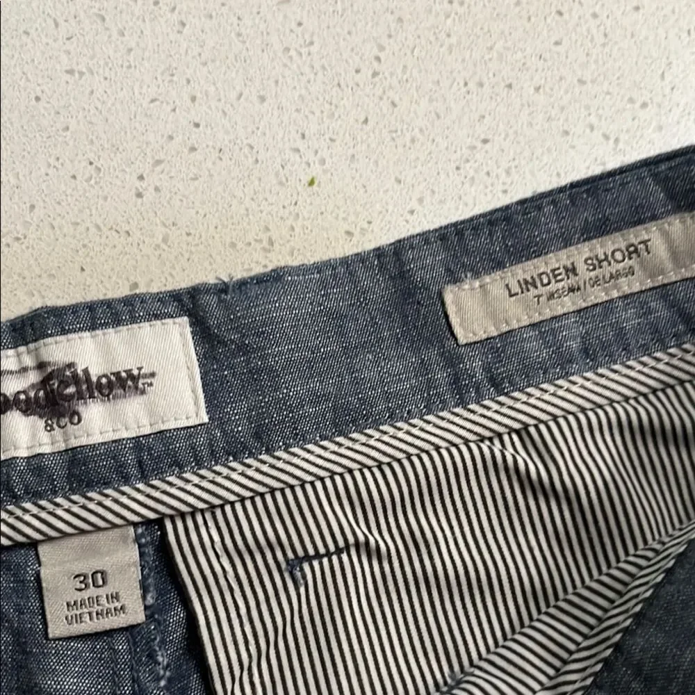 NWT Goodfellow & Co Linden Chambray Blue Flat Front Shorts Size 30/7